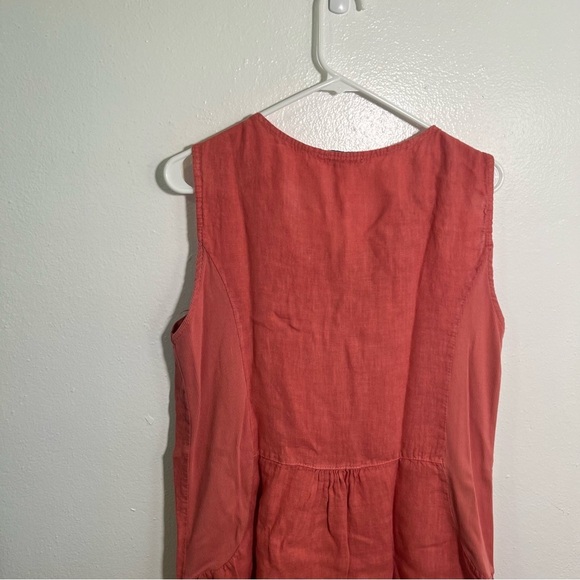 Blu Orchid Linen Shift Dress Pink Textured Floral Neckline XL - Picture 7 of 10